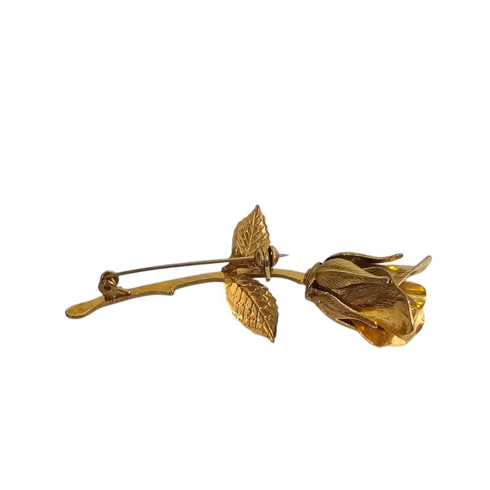 Rose Flower Brooch Pin Gold Tone Floral Lapel Pin Wedding‎ Jewelry - Picture 10 of 10